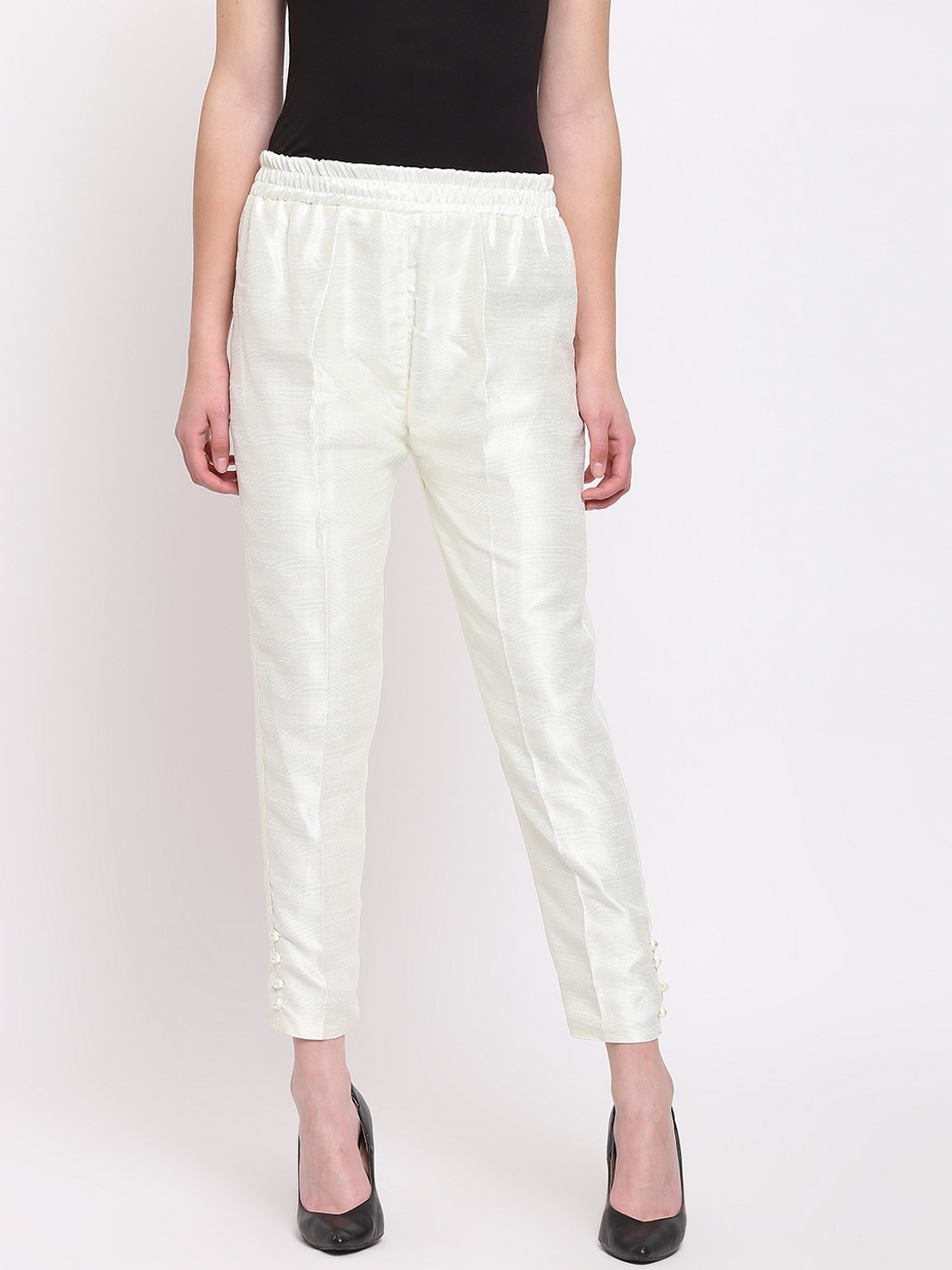 ladies white silk pants